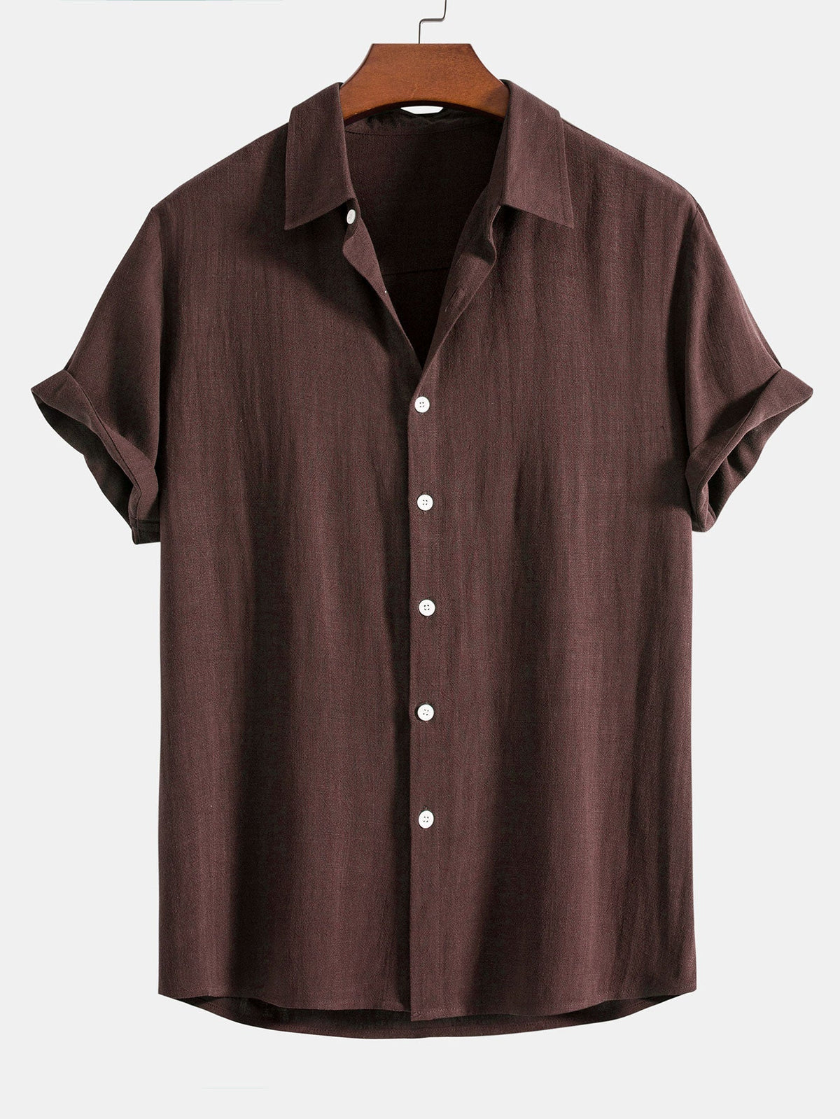 Men's Linen-Blend Short-Sleeve Shirt – Casual Button-Up Fit