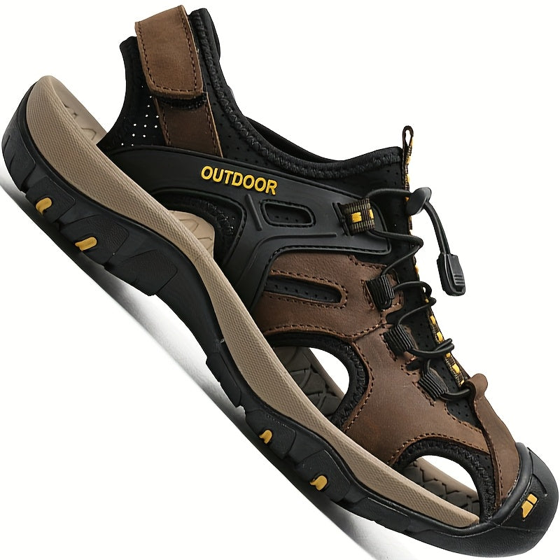 Rosenau | Herren Leder Fischer Sandalen