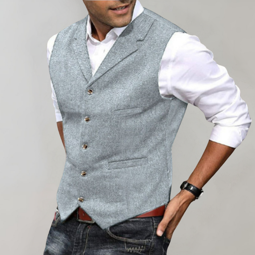Calvin | Sophisticated Herringbone Button-Up Vest
