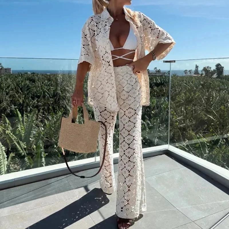 Elaina | Comfortable Lace Detail Two-Piece Set
