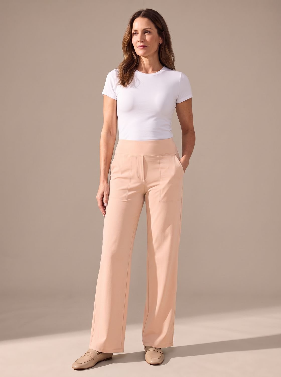 Elisabeth | Women’s High-Waist Wide-Leg Trousers with Elastic Waist & Pockets