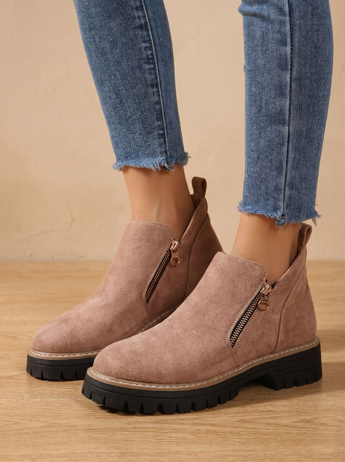 Frieda | Women’s Leopard Print Supportive Ankle Boots with Side Zip