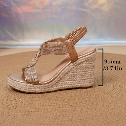 Hannah | Gold Metallic Wedge Sandals
