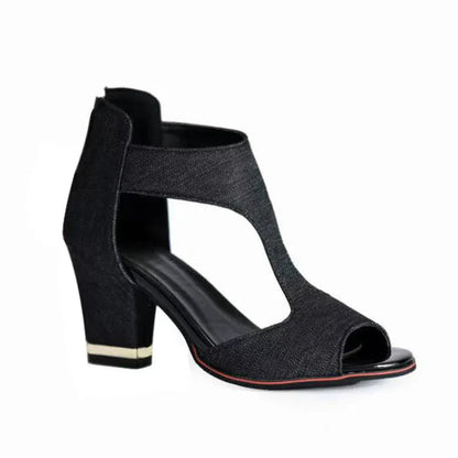 Rosenau | Luxuriöse Cut-Out Blockabsatz Sandalen