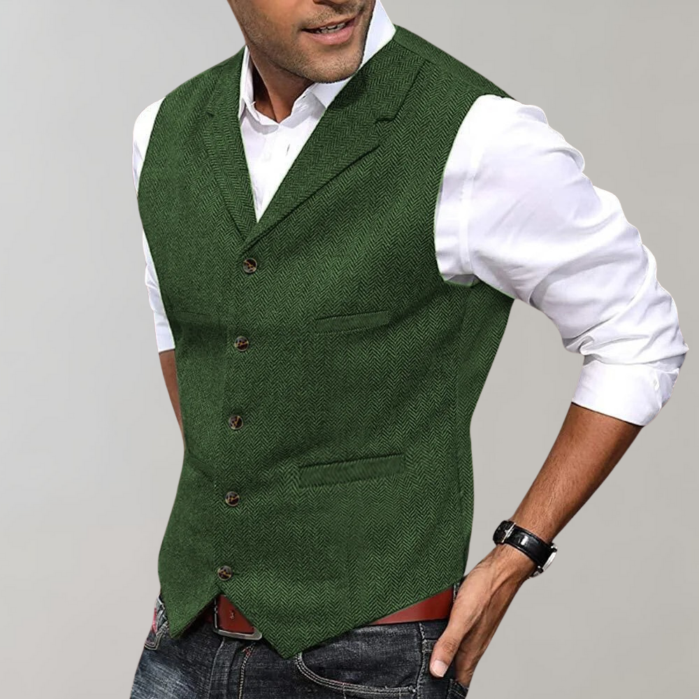Calvin | Sophisticated Herringbone Button-Up Vest
