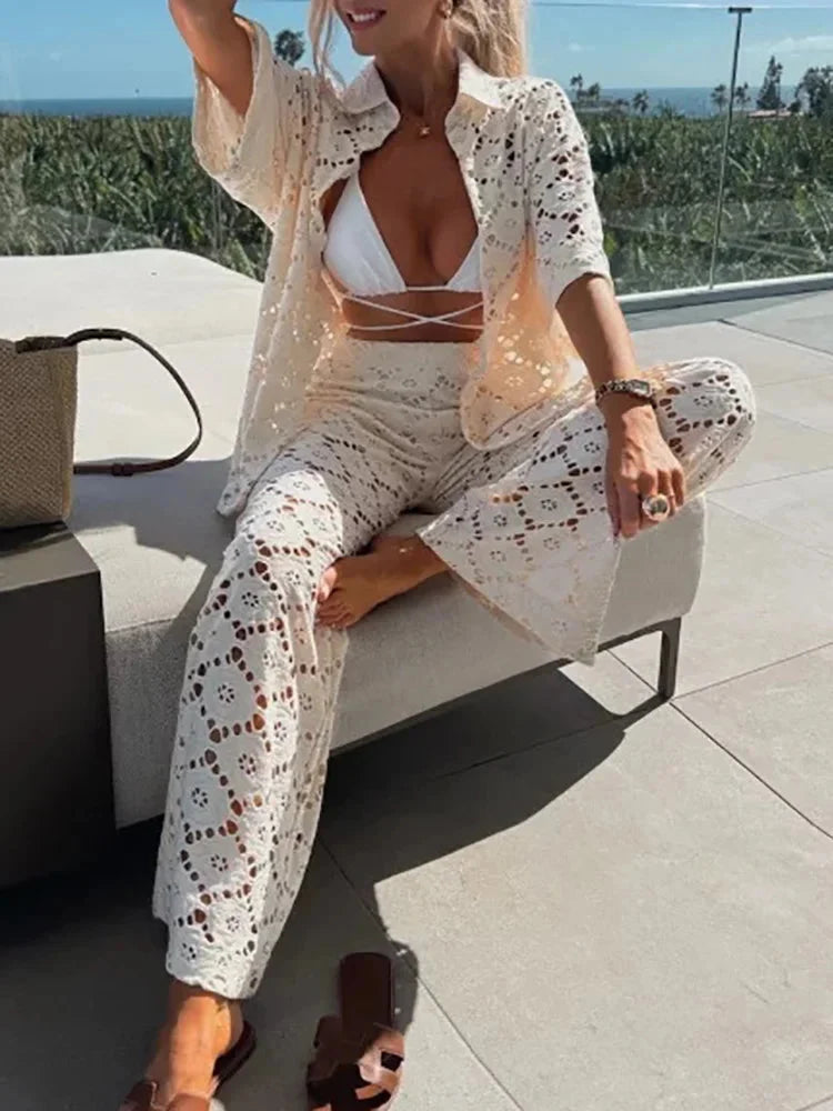 Elaina | Comfortable Lace Detail Two-Piece Set
