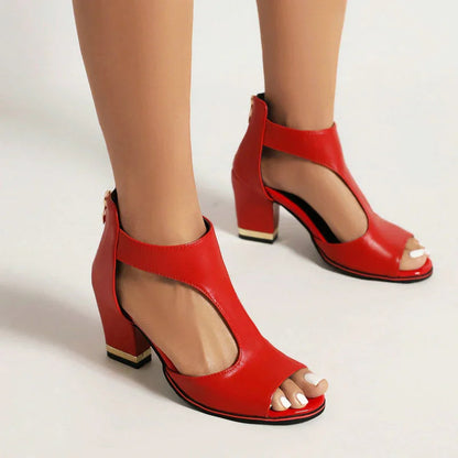 Rosenau | Luxuriöse Cut-Out Blockabsatz Sandalen