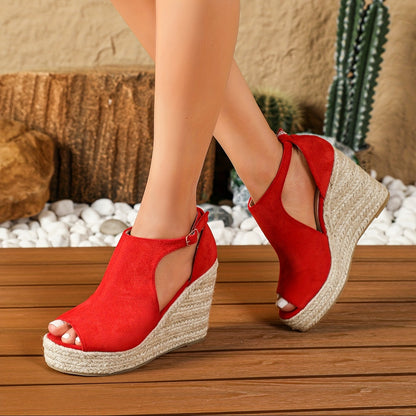 Hannah | Velvet Platform Wedges