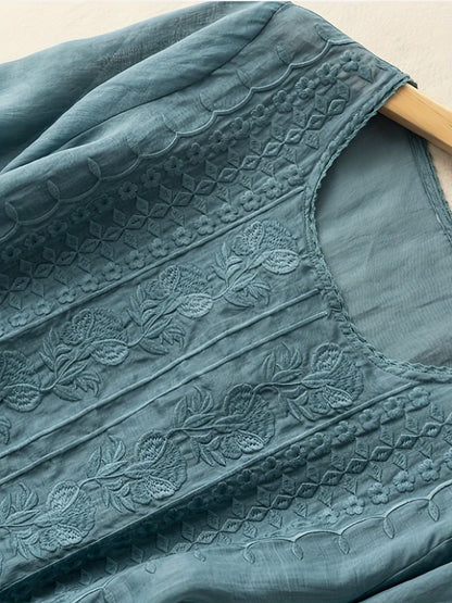 Savina | Embroidered Scoop-Neck Blouse