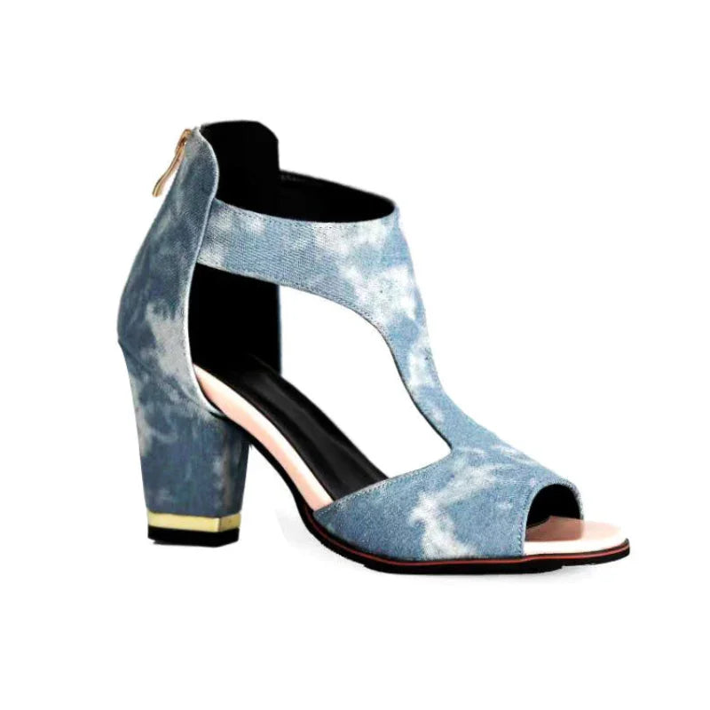 Rosenau | Luxuriöse Cut-Out Blockabsatz Sandalen