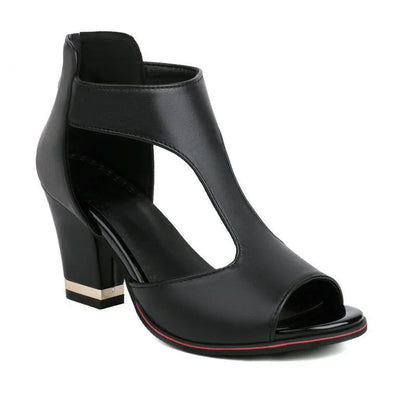 Rosenau | Luxuriöse Cut-Out Blockabsatz Sandalen