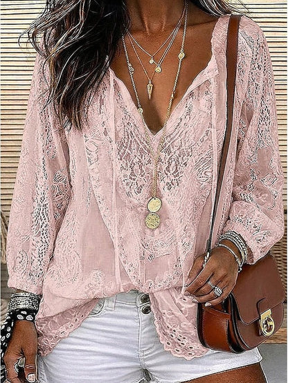 Hailey | Comfortable Boho Lace-Detail Blouse