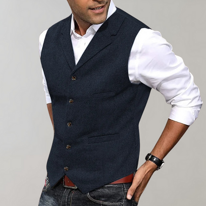 Calvin | Sophisticated Herringbone Button-Up Vest