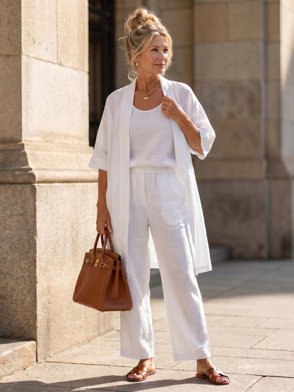 Adriana | Three-Piece Relaxed Top & Wide-Leg Pants Set