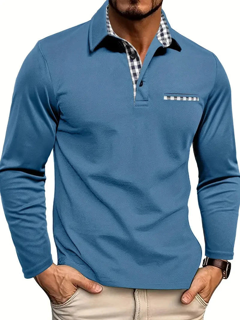 Zion | Contrast Detail Long-Sleeve Polo Shirt
