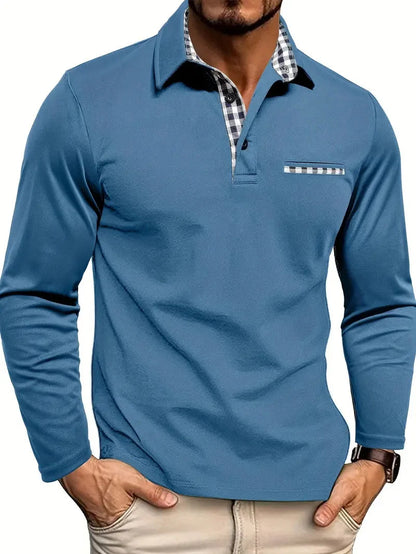 Zion | Contrast Detail Long-Sleeve Polo Shirt
