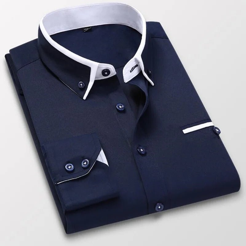 Harrison | Refined Contrast Detail Cotton Shirt