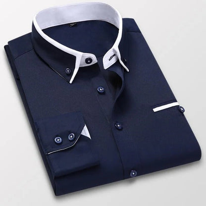 Harrison | Refined Contrast Detail Cotton Shirt