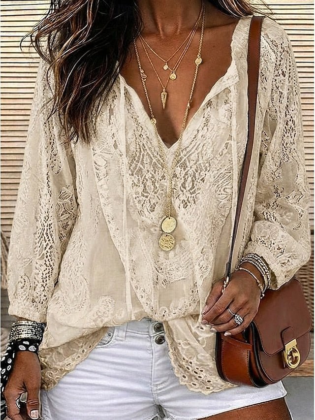 Hailey | Comfortable Boho Lace-Detail Blouse