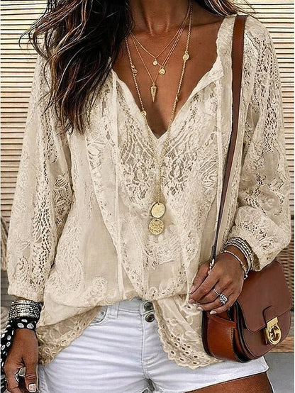 Hailey | Comfortable Boho Lace-Detail Blouse