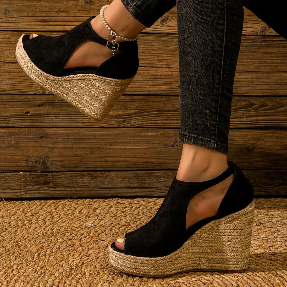Hannah | Velvet Platform Wedges