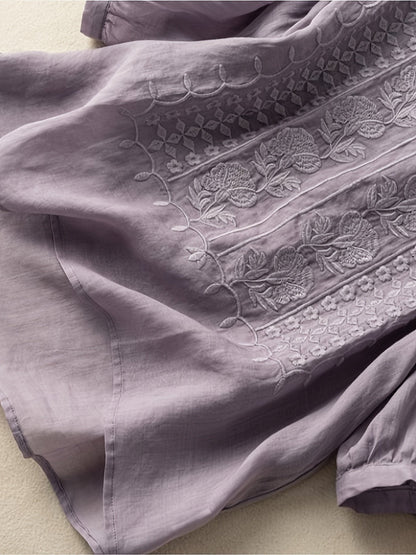 Savina | Embroidered Scoop-Neck Blouse