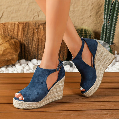 Hannah | Velvet Platform Wedges