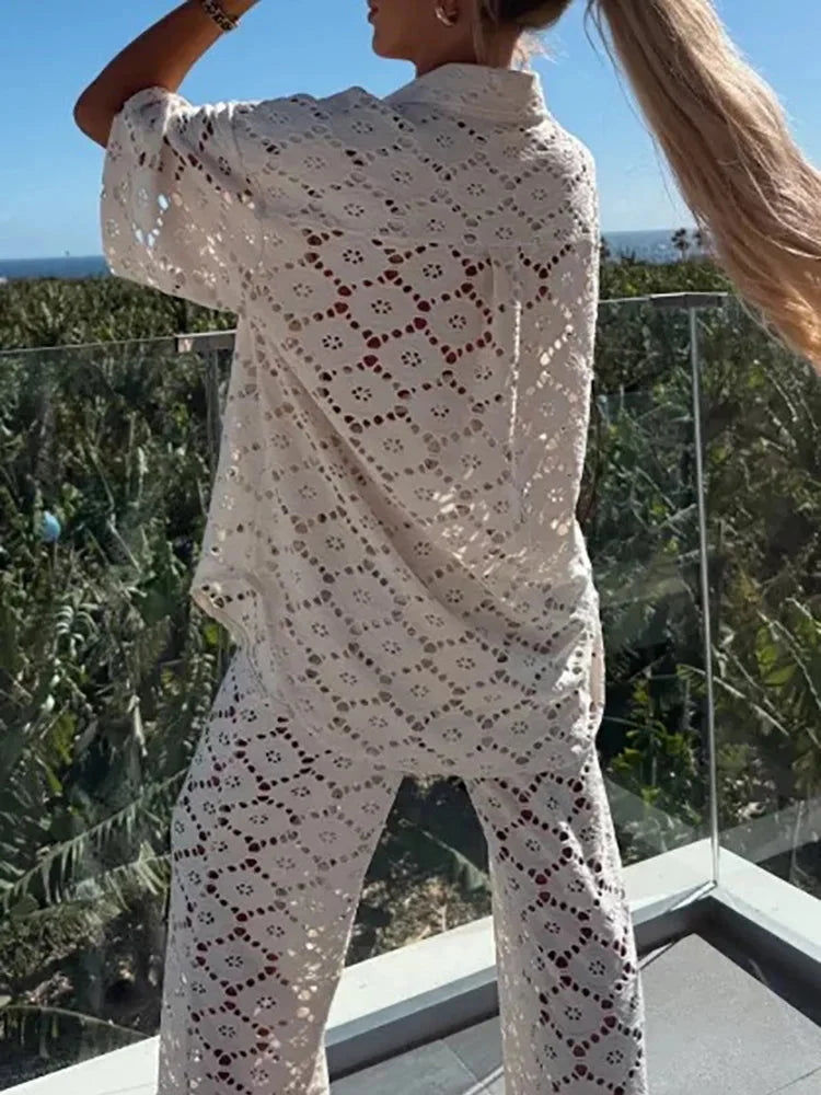 Elaina | Comfortable Lace Detail Two-Piece Set