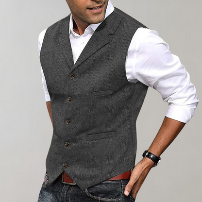 Calvin | Sophisticated Herringbone Button-Up Vest
