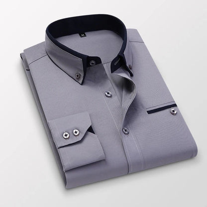 Harrison | Refined Contrast Detail Cotton Shirt