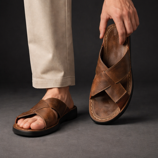 Rosenau™ | Breite Leder-Sandalen mit Riemen