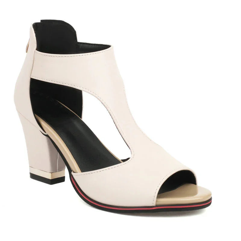 Rosenau | Luxuriöse Cut-Out Blockabsatz Sandalen