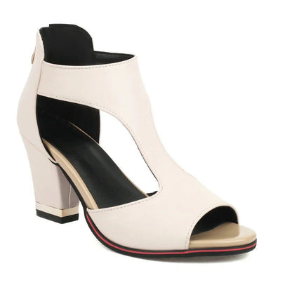 Rosenau | Luxuriöse Cut-Out Blockabsatz Sandalen
