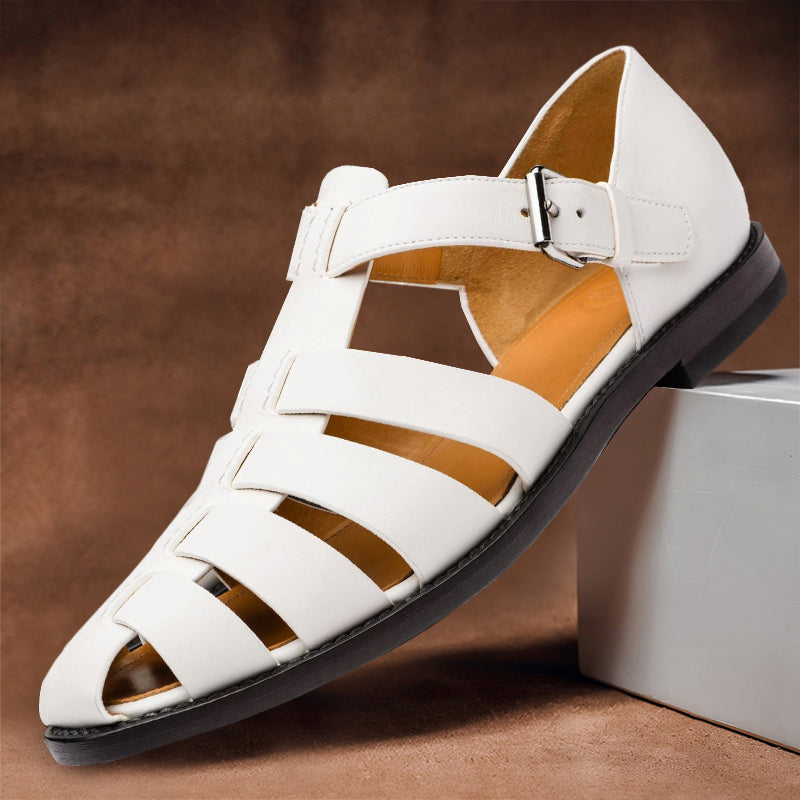 Rosenau | Herren Leder Fischer Sandalen