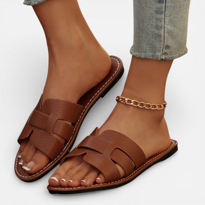 Rosenau | Damen Leder Rutschsandalen