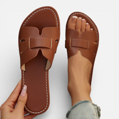 Rosenau | Damen Leder Rutschsandalen