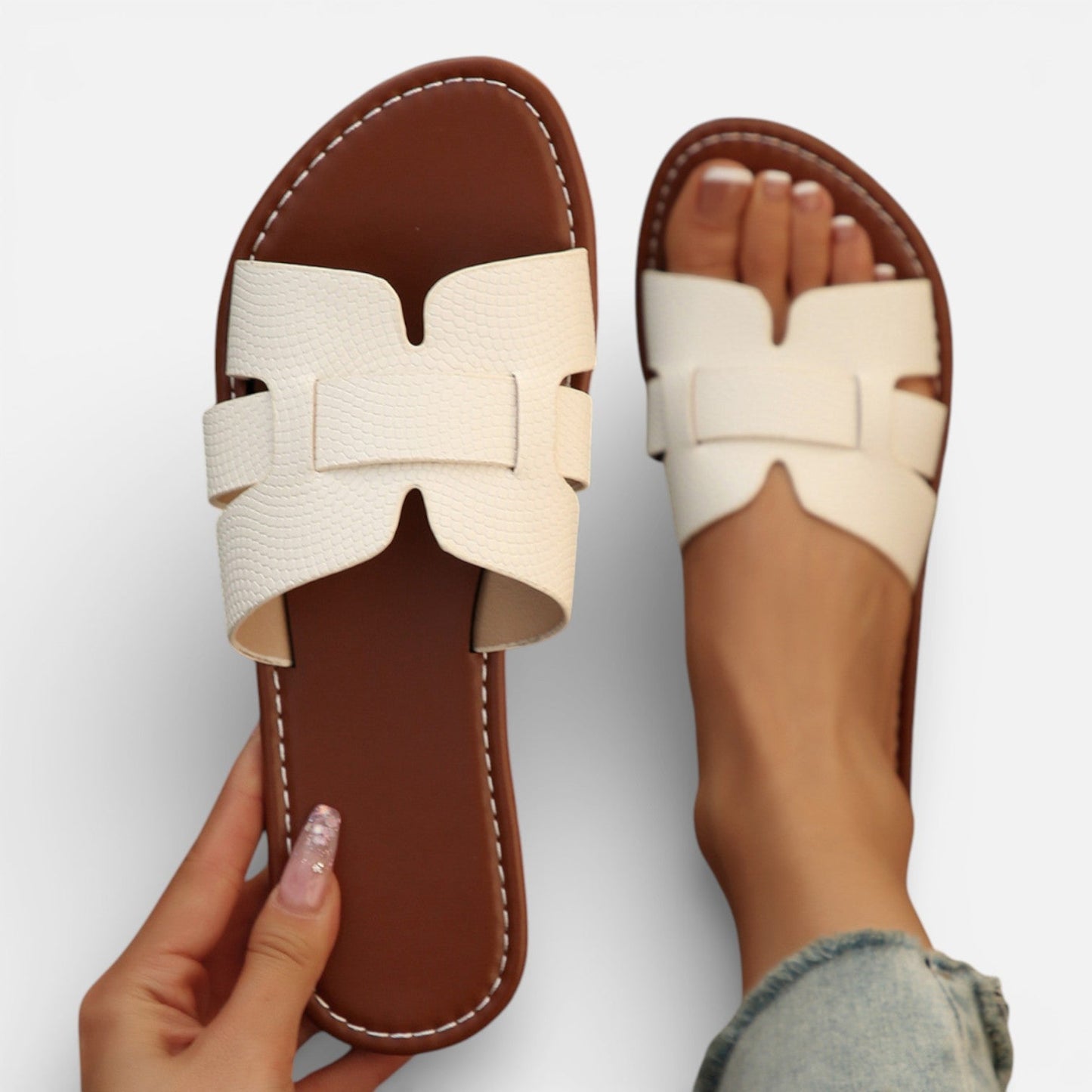 Hannah | Women's Leather Slide Sandals