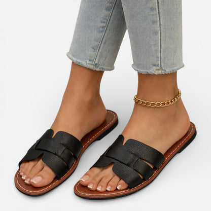 Rosenau | Damen Leder Rutschsandalen