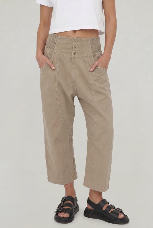 Women's Cotton Linen Wide Leg Trousers
