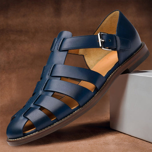 Rosenau | Herren Leder Fischer Sandalen