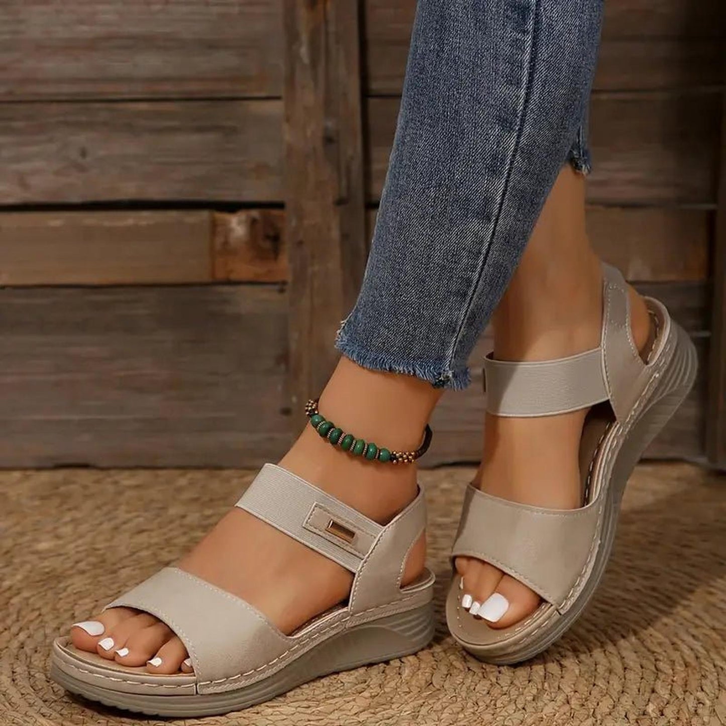 Rosenau™ | Orthopädische Sandalen mit Klettverschluss und Keilabsatz