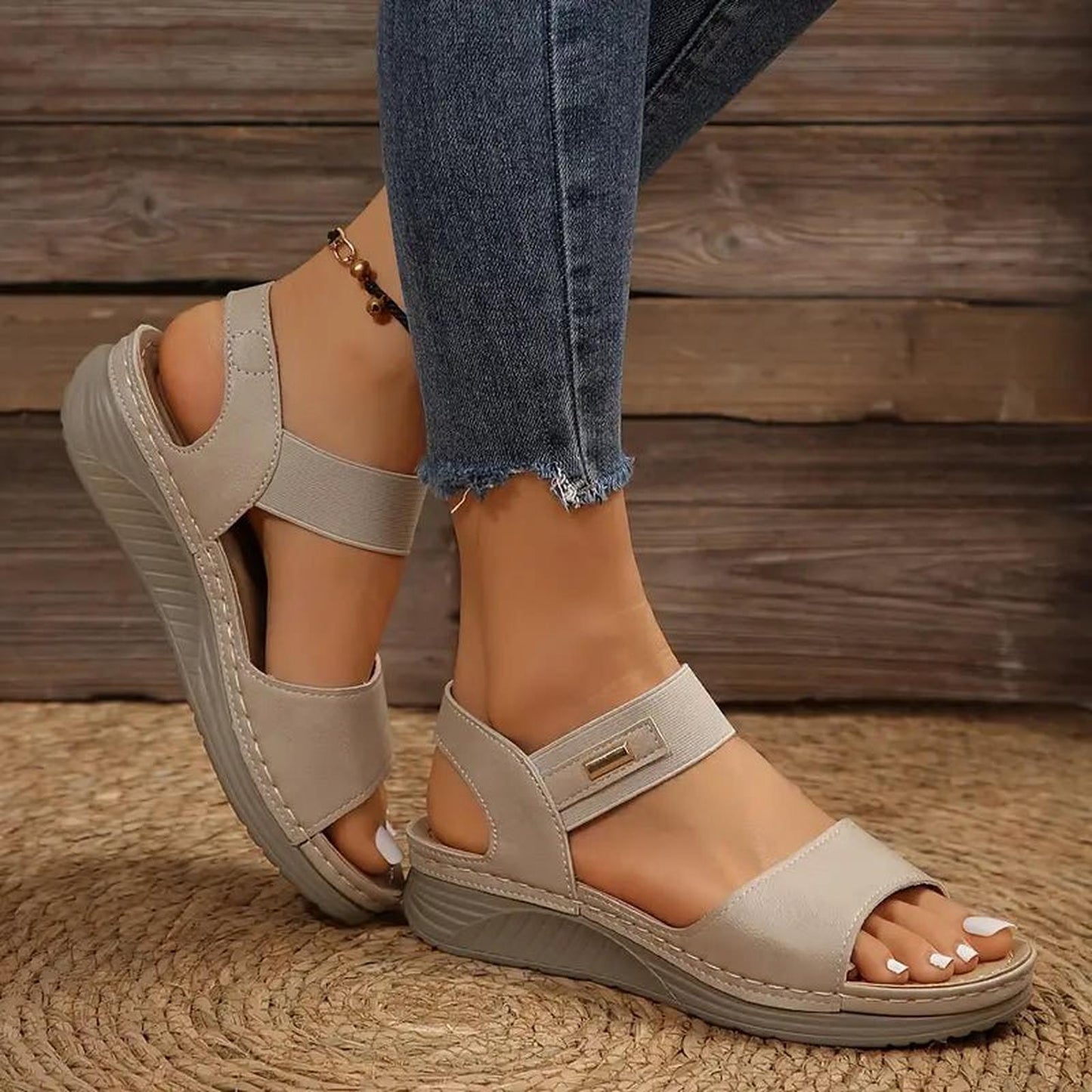 Rosenau™ | Orthopädische Sandalen mit Klettverschluss und Keilabsatz