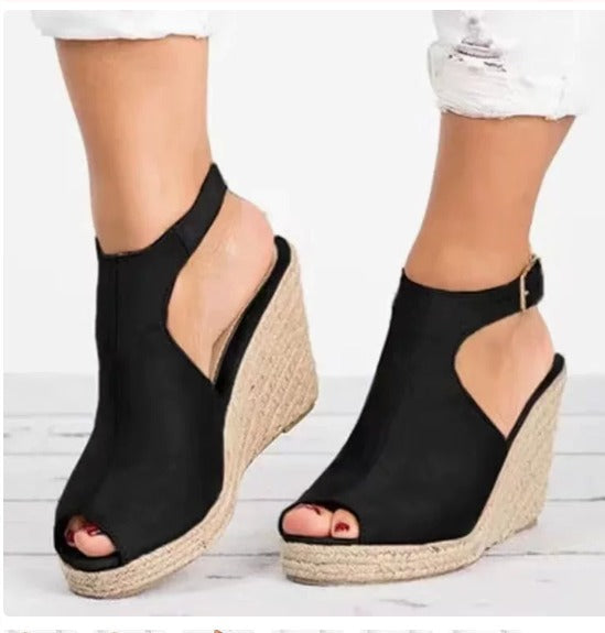 Hannah | Velvet Platform Wedges