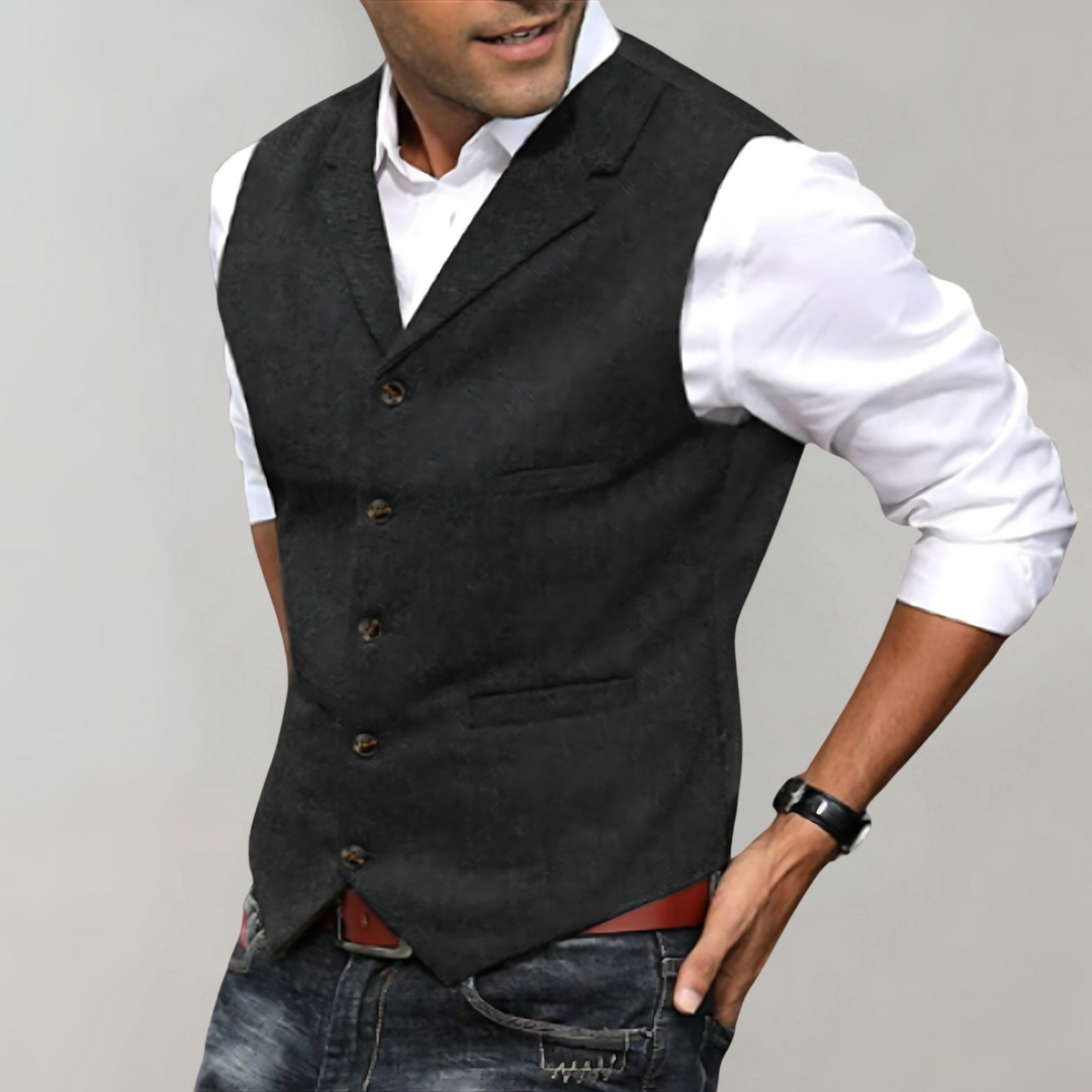 Calvin | Sophisticated Herringbone Button-Up Vest
