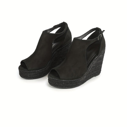 Hannah | Velvet Platform Wedges