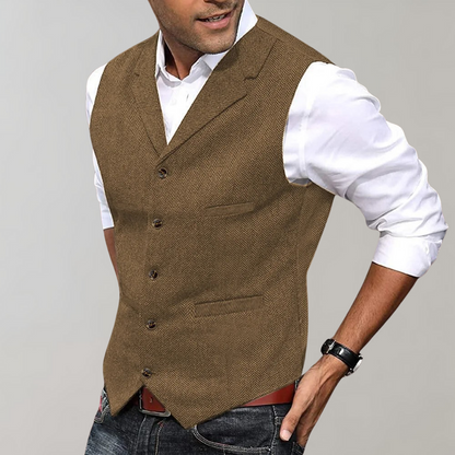 Calvin | Sophisticated Herringbone Button-Up Vest