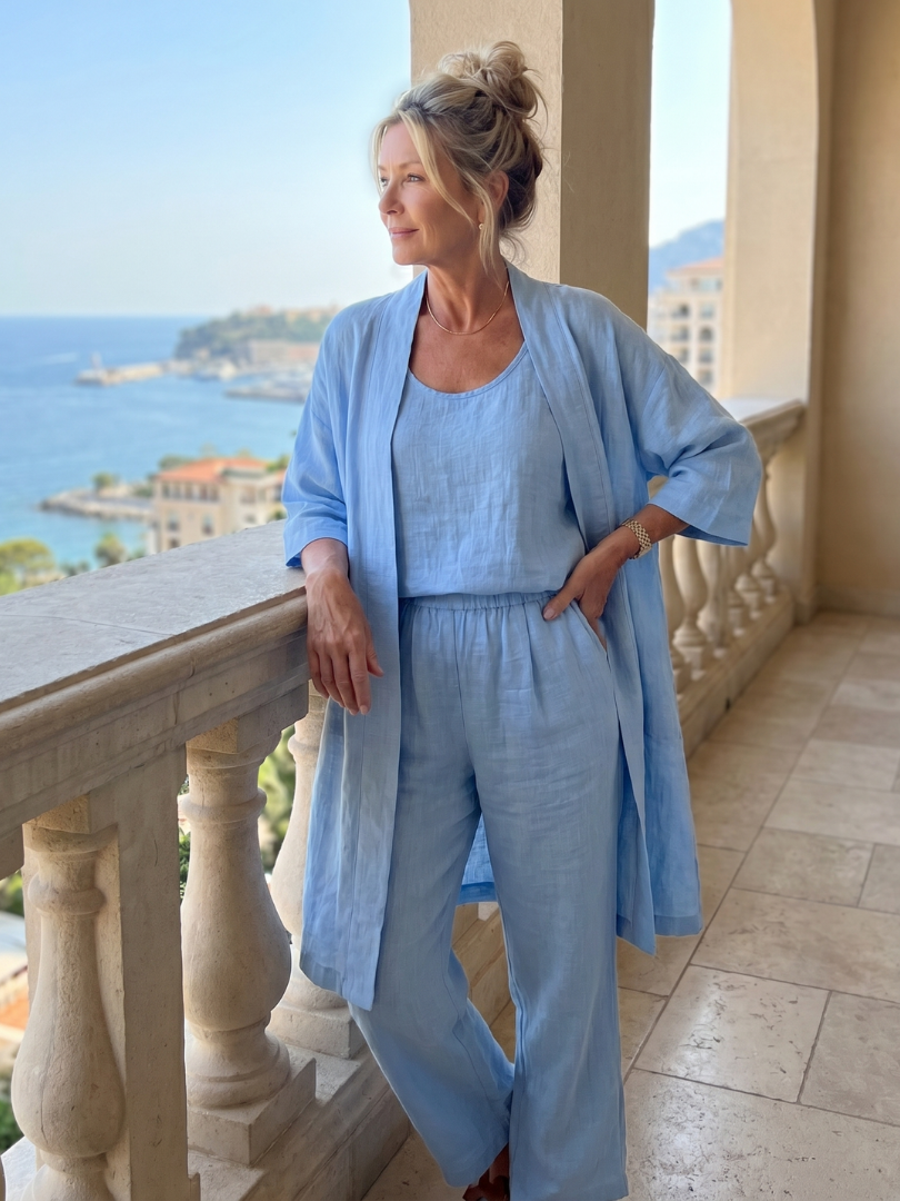 Adriana | Three-Piece Relaxed Top & Wide-Leg Pants Set