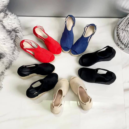 Hannah | Velvet Platform Wedges