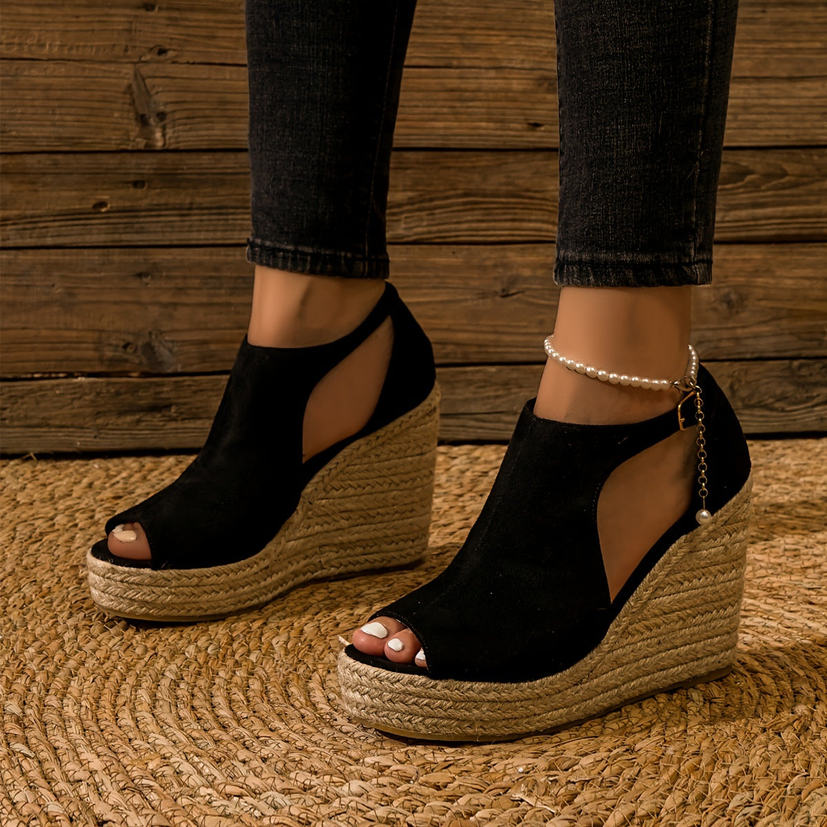Hannah | Velvet Platform Wedges