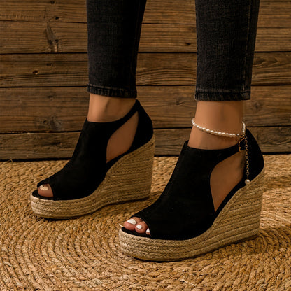 Hannah | Velvet Platform Wedges